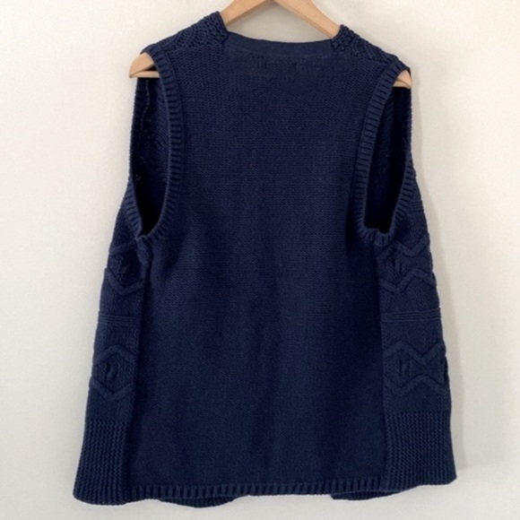 GAP Factory Sweater Vest Cardigan Chunky Cable‎ Knit Navy Size XS - Picture 3 of 8